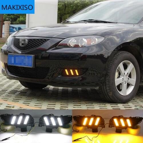 2PCS LED Daytime Running Light For Mazda 3 Axela 2006-2009 Flowing Turn Signal Relay ABS 12V DRL Fog Lamp Decoration