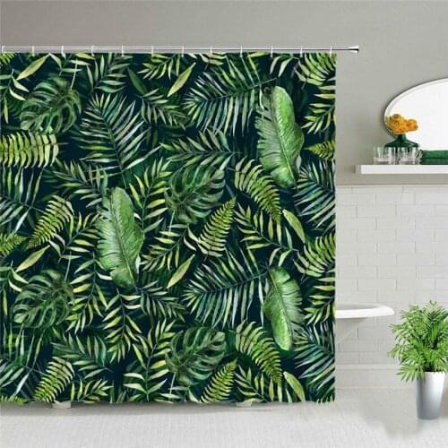 Tropical Beautiful Natural Plant Motifs Shower Curtains Waterproof Polyester Fabric Bathroom Curtains For Home Decor