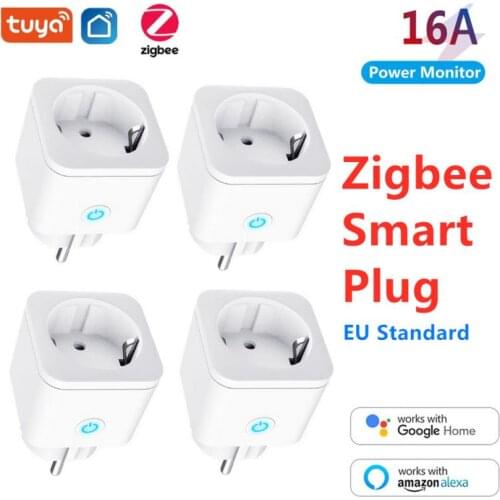 ZigBee Smart Plug Socket With Power Monitor EU Standard Smart Plug APP Control Works With Alexa Google Assistant Smart Home