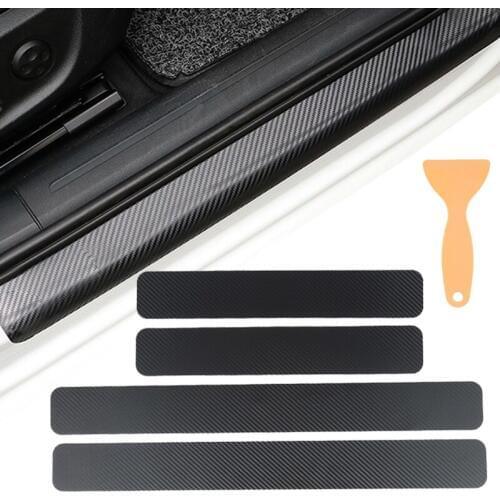4pcs Car Protective Film door sill scuff Waterproof Carbon Fiber Threshold Vinyl Stickers Anti Scratch Protective Film for BMW