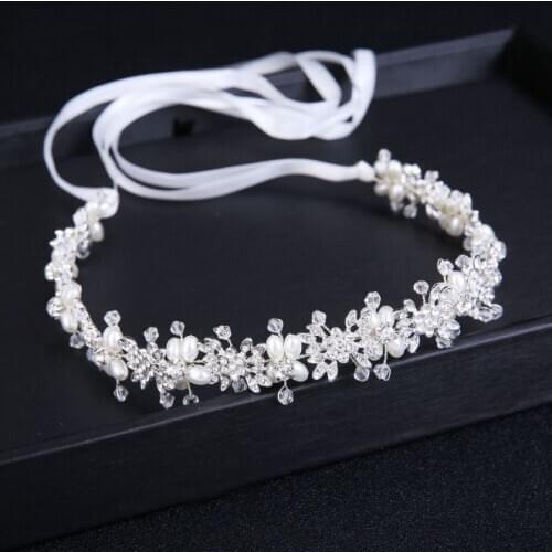 Handmade Floral Crystal Bridal Tiaras Crown Rhinestone Diadem Pageant Veil Tiara Pearl Headbands Wedding Prom Hair Accessories