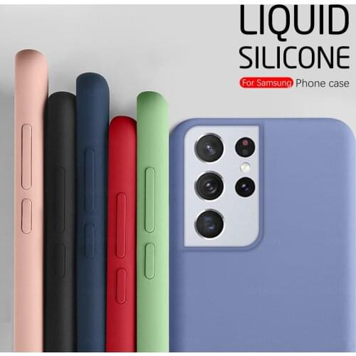 Liquid Silicone Soft Case For Samsung Galaxy S21 Ultra S20 FE Note 20 10 S10 Plus Sumsung S 21 5G Shockproof Phone Cover Fundas