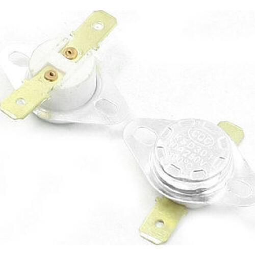 2 Pcs 190C Celsius N/C 2 Flat Pin Terminal Ceramic Thermostat 10 Amp AC 250V