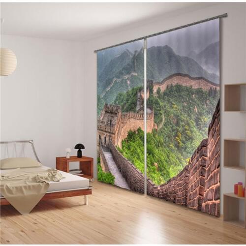 2017 Luxury Great Wall of China 3D Blackout Window Curtains For Kids Bedding room Living room Hotel Drapes Cortinas