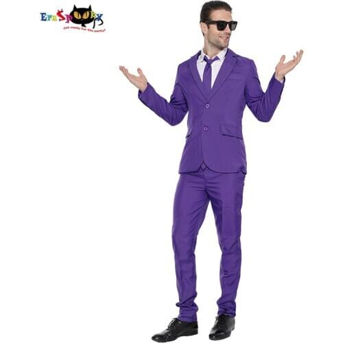 Eraspooky 2020 Solid Color Party Suit For Men Slim Fit Halloween Costume For Adult TV Show Stage Outfits Black Jacket Pants Tie