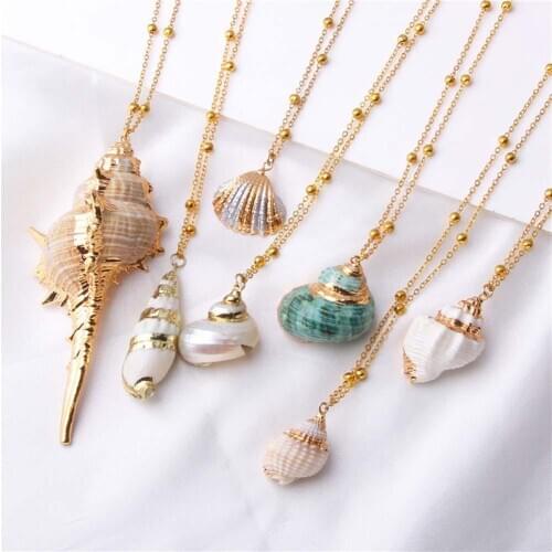 2020 Boho Conch Shell Necklace Sea Beach Shell Pendant Necklace For Women Collier Femme Shell Cowrie Summer Jewelry Bohemian