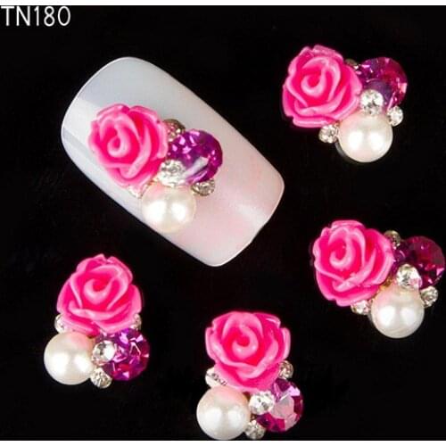 80% Hot Sale 10 Pcs 3D Rose Flower Nail Art Stickers Tips Studs Rhinestone Nail Decor Jewelry