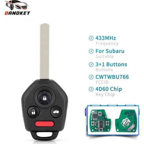 Dandkey Remote Control Car Key Fob With 4 Buttons 433MHz 4D60 Chip For Subaru Legacy Outback 2010 2011 2012 2013 2014 CWTWBU766