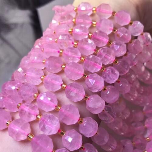 Madagascar Rose quartz faceted 9*10mm for DIY jewelry making loose beads FPPJ wholesale beads nature gemstone