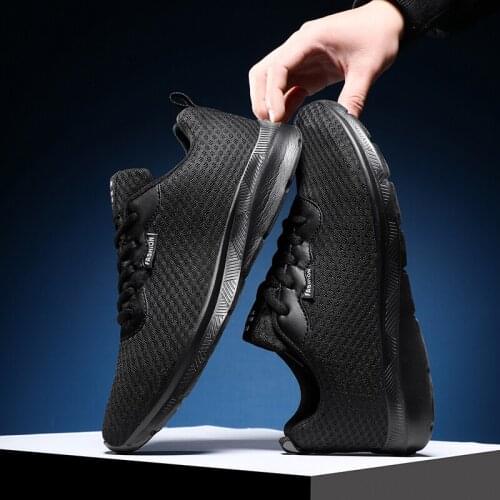 Black Casual Shoes For Men Sneakers Shoes Casual Fashion Sport Sneaker Man Shoe Solid White Knitting Sports