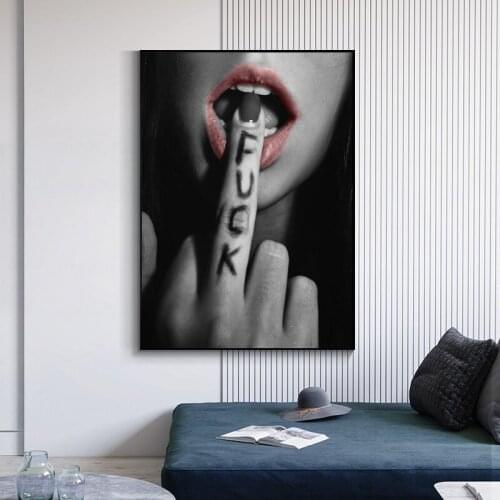 Sexy Lips Canvas Paintings On The Wall Art Posters And Prints Cool Girl Portrait Wall Pictures Bar Decor Modern Home Cuadros