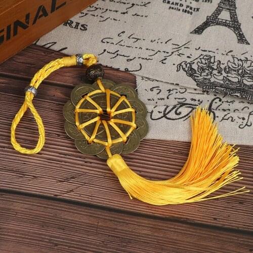 Chinese Knot Traditional Feng Shui Mascot Ancient 1/6 Coin Hanger Fortune Wealth Health lucky copper coin Success Lucky Charm