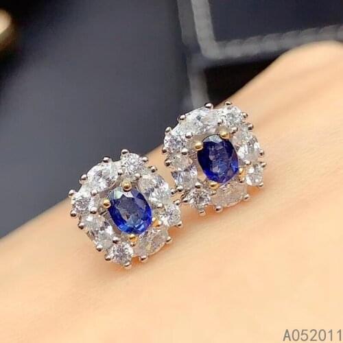 KJJEAXCMY fine jewelry natural sapphire 925 sterling silver luxury girl earrings new Ear Studs support test hot selling