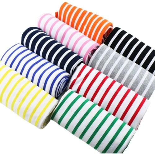 Classic Summer Thin Cotton Yarn-dyed Stripes stretch Knit Lycra fabric For T-shirt Dress Sweater Cloth does not fade