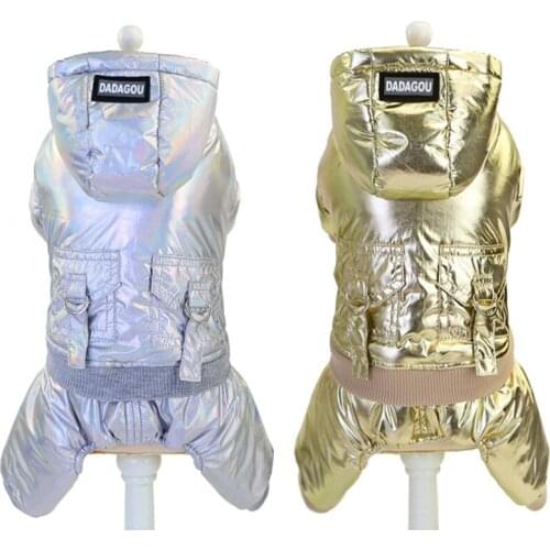 Winter Waterproof Dog Jumpsuit Coat Jacket Winter Dog Clothes Warm Puppy Outfit Silver Golden Dog CoatDropshipping Pet Apparel