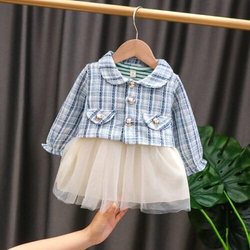 Girls long-sleeved suit spring new children Korean two-piece baby girl two-piece childrens western princess childrens clothing