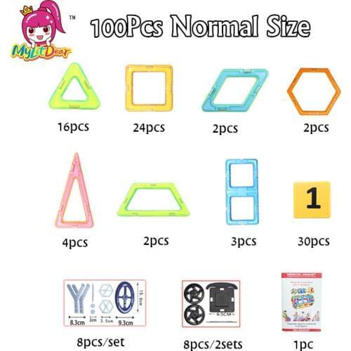 New 100pcs Magnetic Designer Construction Set Model Building Toy Plastic Magnetic Blocks Educational Toys For Kids Gift