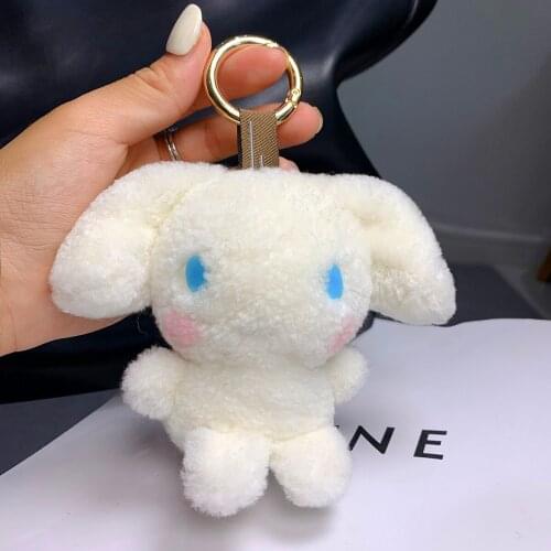 Cute Blue Eyes Rabbit Keychain Real Sheepskin Plush Bunny Doll Key Chain Handbag Key Pendant Keyring Trinket Girl Kids Gifts