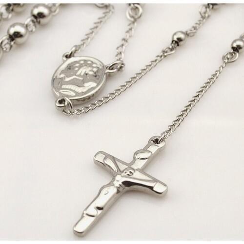 Retro Punk Party Popular Mens Stainless Steel Charm Cross Rosary Brand Necklace Pendant Jewelry,ARN31