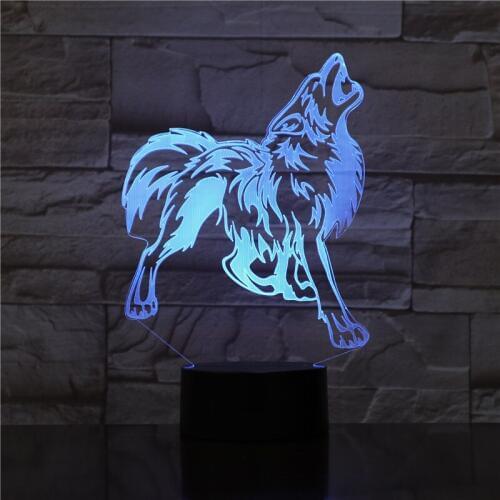 Animal Wolf Decor 3D LED Nightlights Colorful Wolf Design Table Lamp teen wolf Illusion Lights Bedroom Modern Decor 1750