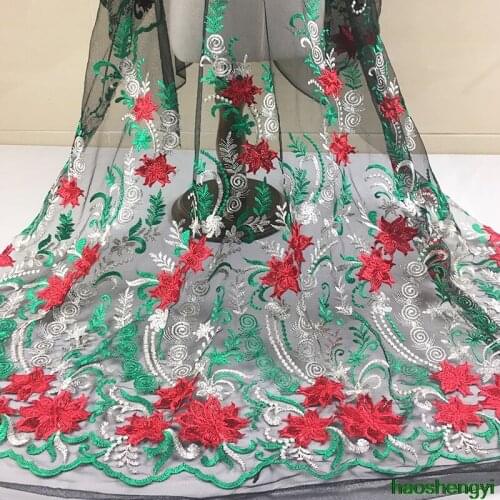 New rose mesh chiffon embroidered lace fabric, delicate floral lace fabric