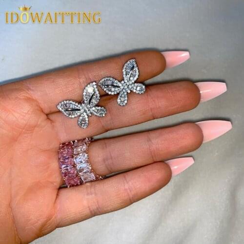 Wholesale Luxury Fashion Jewelry Iced Out Bling Cubic Zircon CZ Animal Big Butterfly Earrings For Women Engagement Wedding Gift