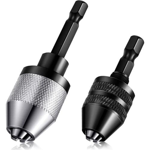 NEW-2 Pieces Keyless Drill Chuck 1/4 Inch Hex Shank Keyless Drill Chuck Fast Change Adapter in 0.3-6.5 mm, 0.3-3.6 mm
