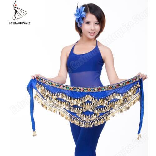 Women Belly Dance Belt Bead Coin Hip Scarf Wrap Gypsy Costume Bellydance Clothes Tribal Belt Accessories 9 Color