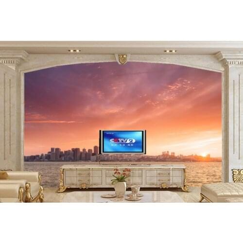 Custom waterproof wallpaper,Coast Houses city wallpaper papel de parede,coffee shop living room sofa TV wall bedroom wall paper