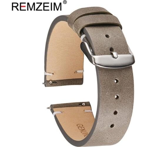 18mm 20mm 22mm Calfskin Leather Watchband Quick Release Watch Band Wrist Strap Smart Watch Strap Watches Accessories Gray