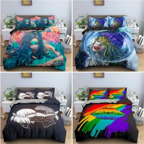 Romantic Style Duvet Cover Set Lovers Kiss Bedding Set Twin Full Queen King Size Comforter Cover With Pillowcase For Girls