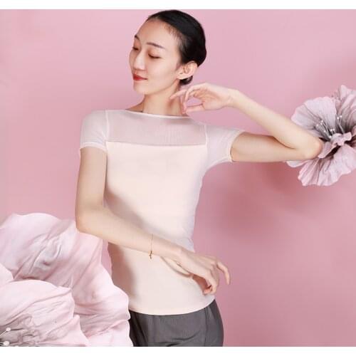 Mesh Ballet Dance Tops Female Dancer Outfit Classical Dance Costume Summer Dancing Practice Wear Soft Lyrical Dancewear JL3301