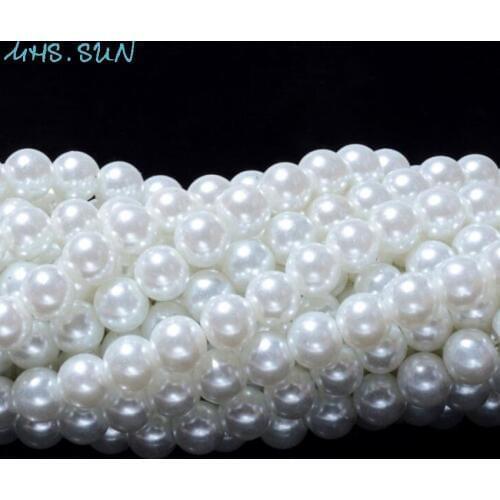 MHS.SUN 3MM-16MM Loose imitation glass pearl pure white round pearl beads for jewelry making spacer pearl beads diy hand craft