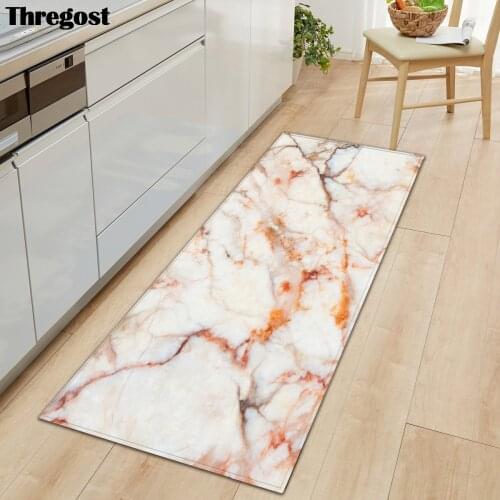 Modern Marble Printed Long Mats Kitchen Rugs Anti-Slip Home Decor Mat Indoor Doormat New Home Door Mat Yoga Carpets Washable