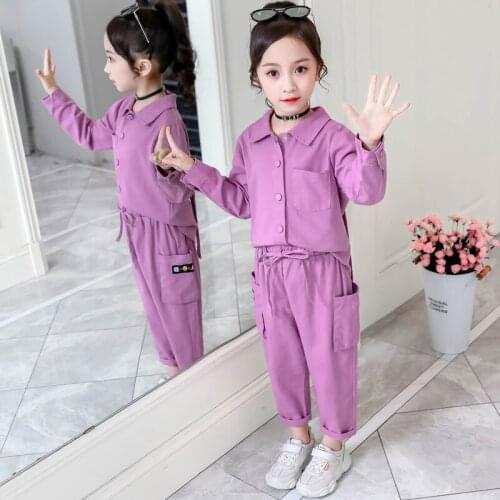 Girls Clothing Set Casual Children Clothing Suit Solid Tops +Pants Teenage Girl Set Spring Autumn Kids Tracksuit 4 5 6 8 9 10 12