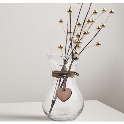 Fresh Transparent Neck Leather Rope Glass Small Vase Modern Home Living Room Decoration Desk Vase flower vase