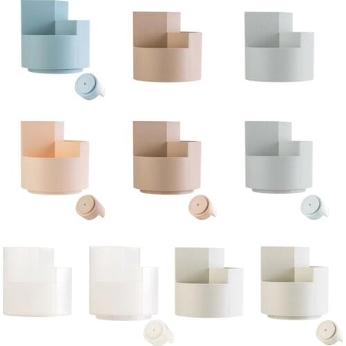 Rotatable 3-Grids Desktop Pen Holder Students Stationery Storage Holder Box Large Capacity Office Supply