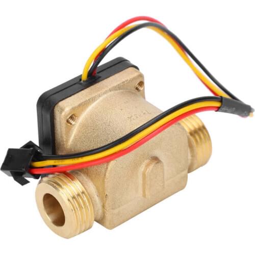 Flow Meter G1/2in Male Water Flow Sensor Counter Brass Hall Flowmeter DC 3-24V for Water Heaters Credit Card Machine