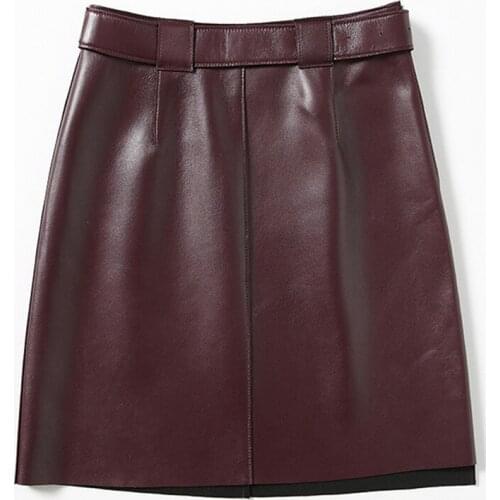 Genuine Leather Skirts Womens 100% Real Sheepskin Mini Skirt Elegant Korean Office Clothes Spring Streetwear Saia LWL1602