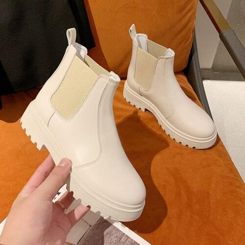 Womens Chelsea Boots Fashion Round Toe Platform Ladies Short Boots Elegant Soft Shoe Non Slip Female Footwear Autumn 2021