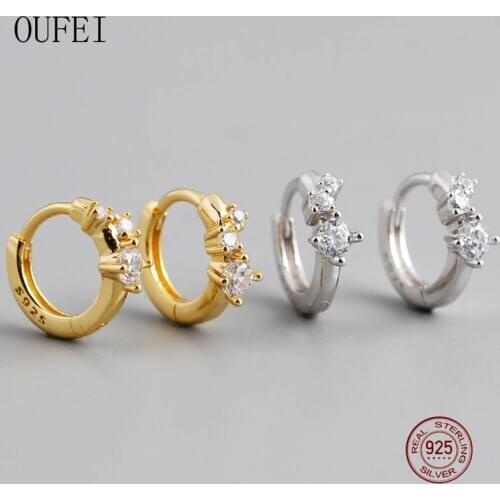 Women Hoop Earrings 925 Sterling Silver Earrings Round Zircon Simple Charm Hoop Small Earrings Fine Jewelry Accessories