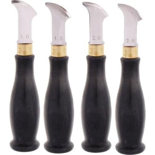 1 set 1-1.5-2-2.5mm Sandalwood Fan-shaped edger leather edger Tools for Shallow Groove and Line Scribe and Edge Line