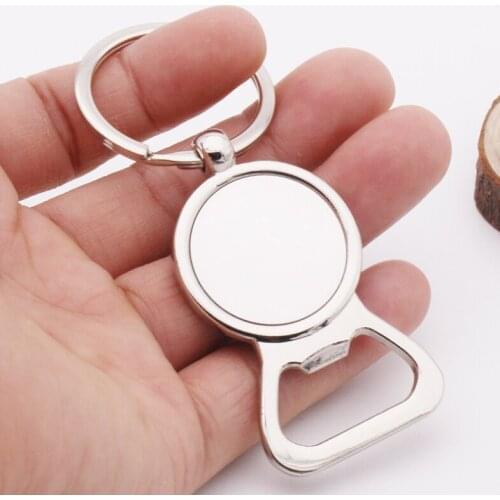 100pcs/lot Metal Beer Bottle Opener Keychain Free For DIY Logo Keyrings Heart Round Tools Men Gifts Key Chain