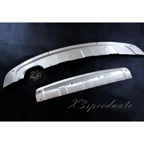 High Quality 2PCS Stainless Steel Front + Rear Bumper Protector Guard For Volkswagen Tiguan 2013-2016