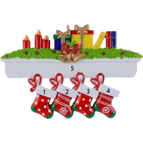 2021 Mantel Stockings Family of 4 Polyresin Personalized Christmas Tree Ornaments Customized Holiday Party Gifts Home Decoration