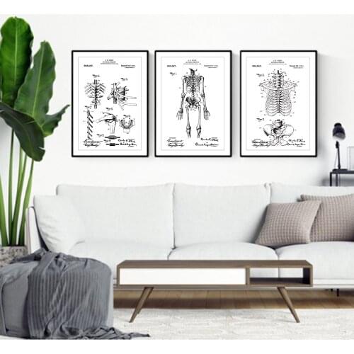 Anatomy skeleton Patent Vintage Poster Wall Art Print Canvas Painting Nordic Posters And Prints Wall Pictures For Living Room