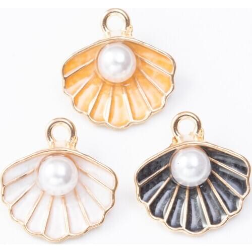 10pcs Enamel shell Charm Pendant For Women Necklace Pendant Making Alloy Beads Fit Bracelet DIY Jewelry Accessory js2276