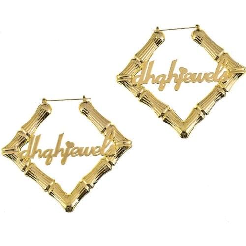 DUOYING 2021 New Custom Name Choker Earring Personalized Customized Letter Diamond Exaggerated Stainless Steel Earrings For Gift