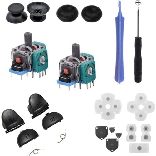PS4 Controller Replacement Parts Original Controller Rocker Pad Thumb Stick Grip Trigger Button Spring Tri-Wing Screwdriver Kit