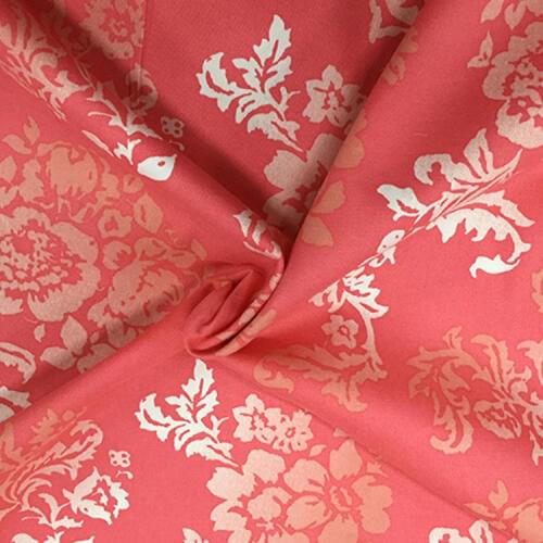 LEO&LIN Elastic Lycra Cotton Cloth Twill DIY Clothing Dress Wholesale Skirt Red Gold Printing Flowers Fabric 50cm
